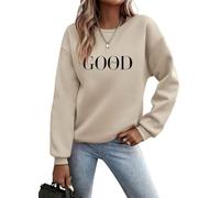 ELFIN Womens Crew Neck Long Sleeve Sweatshirt Printed Good Vibes Graphic Casual Pullover Tops