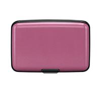 ELFISH RFID Blocking Credit Card Protector Aluminum ID Case Hard Shell Business Card Holders Metal Wallet for Men or Women, Matte Pink