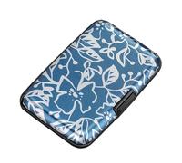 ELFISH RFID Blocking Credit Cards Holder Aluminum Wallet Metal ID Case for Men Women, Blue Printed Pattern, Modern