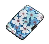ELFISH RFID Blocking Credit Cards Holder Aluminum Wallet Metal ID Case for Men Women, Cherry Blossoms, Modern
