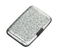 ELFISH RFID Blocking Credit Cards Holder Aluminum Wallet Metal ID Case for Men Women, Grey Leopard Print