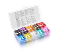 ELFJMZP 100PCS Medium Car Fuses Kit - 2A-35A 10 Types (2A/3A/5A/7.5A/10A/15A/20A/25A/30A/35A) Blade Fuses for Ignition/Headlight/AC, Color-Coded with Storage Box, for European Vehicles 12V-24V
