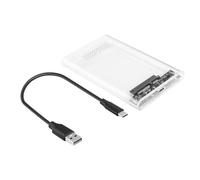 ELFJMZP 2.5 Inch Hard Drive Enclosure, Transparent Plastic Case, USB-C 3.2 Gen 1 SATA HDD/SSD Enclosure with 30CM USB-A to USB-C Cable, Plug & Play for Laptop/PC/PS5