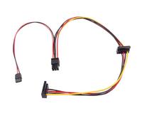 ELFJMZP ATX 6Pin to Dual SATA 15Pin + SATA 6Pin Adapter Extension Cable For Mechanical Hard Drives, Solid-State Drives, Optical Drives (19.6 in/50cm)