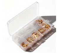ELFJMZP Brass Crimp Terminal Kit - 2.8mm, 4.8mm, 6.3mm Sizes | 15 Sets Each of Inserts, Springs & PVC Sleeves | European Standard, Transparent Compartmented Box, Approx. 70g Weight