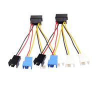 ELFJMZP Large 4-pin to small 4/3-pin fan speed control cable, 1-to-4 splitter, 3-speed settings (12V/7V/5V), computer case fan power splitter (22AWG, 12cm) 2Pcs