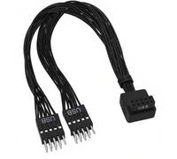 ELFJMZP Motherboard USB 9 Pin to 2 Port USB 2.0 Extension Cable, 90° Angled Header Cable, 20CM Black All-In-One Injection No Loose, PC Front Panel Upgrade