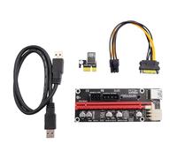 ELFJMZP PCIe 1X to 16X Riser Card for Bitcoin Mining - 3 Power Supply Options (6Pin, Molex, SATA), 60cm Shielded USB 3.0 Cable, Compatible with Mining Rigs & PCIe 1X/4X/8X/16X Slots