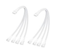 ELFJMZP PWM Fan Splitter Cable 4 Pin One-to-Four Line 27cm Computer CPU Cooling Temperature Control Suitable for Computers Extension Cable Converter White 2PCS