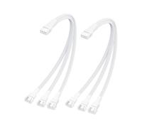ELFJMZP PWM Fan Splitter Cable 4 Pin One-to-Three Line 27cm Computer CPU Cooling Temperature Control Suitable for Computers Extension Cable Converter White 2PCS