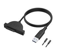ELFJMZP Slimline SATA to USB 2.0 Adapter Cable for Laptop CD/DVD Drive - 7+6 Pin 13Pin Slim SATA Converter for External Optical Drive (50cm, Black)