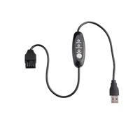 ELFJMZP USB fan speed controller, 3 voltage settings 5V/7V/9V with LED, 50cm cable length, touch switch cycle control, black PVC box, DIY cooling/desktop fan modification