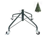 ELFJOY Christmas Tree Stand with Swivel Caster Wheels for 3-7ft. Artificial Tree Base 17inch, Christmas Tree Iron Stand, 7/8inch Inner Diameter, Movable Tree Base, Green Tree Stand (Green)