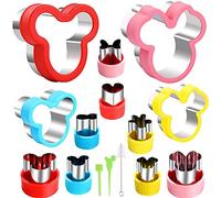 Elfkitwang Minnie Themed Cookie Cutters Set,Minnie Head Cartoons Shapes Cookie Cutter for Kids Sandwich Cakes Biscuits Vegetables Fruit Cutters Baking Mold(Assorted Sizes)