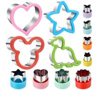Elfkitwang Sandwich Cookie Cutters Set, Dinosaur,Heart,Star,Mouse,Sandwich Knife Cookie Knife Vegetable Cutter Food Grade Cookie Mould.(12Pcs)