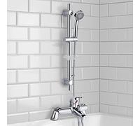 Elford Bath Filler Shower Mixer Tap & Slider Rail Handset Kit Chrome