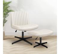 ELFORDSON Armless Chair Swivel Padded Computer Office Vanity Accent w/ Footstool