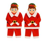 Elf's About Deluxe Santa Outfit, Red Plush Costume with White Trim for 15-17cm Dolls, Christmas Elf Accessory (2)