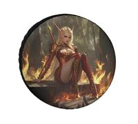 Elfs And Fire Spare Tire Cover Waterproof Oxford Cloth Adjustable Foldable Wheel Protector