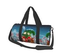 Elfs House Travel Duffel Bag for Women Men,Print Polyester Tote Round Luggage Bag with Shoulder Strap
