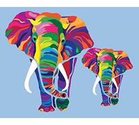 Elftoyer Paint by Numbers for Kids & Adults & Beginner, DIY Canvas Painting Gift Kits for Home Decoration - Colorful Elephants 16 x 20 inch (Without Framed)