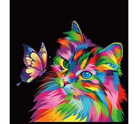 Elftoyer Paint by Numbers for Kids & Adults & Beginner, DIY Canvas Painting Gift Kits for Home Decoration - Colorful Cats and Butterflies 16 x 20 inch (Without Framed)