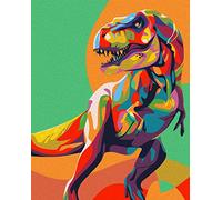 Elftoyer Paint by Numbers for Kids & Adults & Beginner, DIY Canvas Painting Gift Kits for Home Decoration - Colorful Dinosaurs 16 x 20 inch (Without Framed)