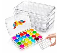 ELFULLY 4 Pack Paint Saver Palette Box, 24-Well Mini Watercolor Palette Case, Airtight Stay Wet Painting Palettes Tray with Lid, Portable Plastic Paint Container for Artist Storage Gouache Oil Paints