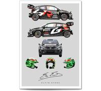 Elfyn Evans Signed Photo Wrc Rally Car Helmet Season Poster Print Autograph Framed Display Memorabilia Gift World Rally Championship Wales Motorsport Fans (Car A3 Poster Only)