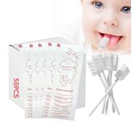 Elfzone Baby Tongue Cleaner Newborn Toothbrush - Disposable Gauze Gum Cleaner Oral Cleaning Stick Dental Care for 0-36 Month(50PCS)