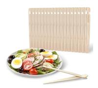Elfzone Bamboo Skewers - BBQ Skewers Disposable and Collapsible Salad Tongs Natural for Easy Carry & Storage and Serving Food,Wooden Tongs 20pcs