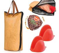 Elfzone Meat Resting Bag - BBQ Blanket for Resting Meat, Reusable Smoker Grilling Meat Insulated Resting Bag with Wide Mouth for Large Brisket/Beef(21in Size)