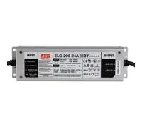 ELG-200-24A-3Y: MEAN WELL LED Power Supply 200W, 24V, IP65, Voltage & Current Adjustable,244 x 71 x 37.5mm