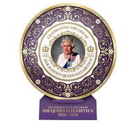 Elgate Celebrate the Life of Queen Elizabeth II 1926-2022 Commemorative Ceramic Decorative Plate - A Memorable Souvenir Gift for Home Décor Collection Ornament (By LILAJ), Maroon, White, 20 cm