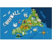 Elgate Cornwall Map Tea Towel Cornish Souvenir Gift Cotton Scenes Cities Scones Fudge