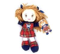 Elgate Cute Scottish Small Rag Doll With Tartan Dress Long Red Hair In Bunches and Hoop For Hanging In Car etc.