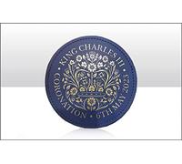 Elgate King Charles III Coronation Official Logo Embossed PU Coaster Commemorative Collectable Memorabilia Souvenirs Gift (Blue)