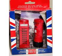 Elgate London Red Die Cast Aluminum Telepheon Booth and Mailbox Set