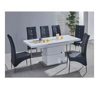 elgin convertible white gloss dining table 6 vesta black chairs