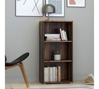 elgin wooden tall narrow bookcase with 3 shelves in vintage oak