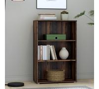 elgin wooden tall wide bookcase with 3 shelves in vintage oak