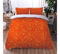 ELGISI Bedding Set Duvet Covers Super King Size Bed 260X220Cm 3 Pieces 3D Orange Round Print Pattern Ultra Soft Hypoallergenic Microfiber Quilt Cover Sets With 2 Pillowcases And Zipper Closure