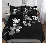 ELGISI Flower Quilt Duvet Cover for Girls And Boys, Ultra Soft Hypoallergenic Microfiber Rose Comforter Cover Bedding Set with Pillow 3Pcs For Teens And Adults Double(200x200cm)