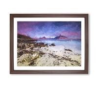Elgol Village In The Isle Of Skye In Abstract Modern Art Framed Print | A4 Walnut Framed Wall Art | Ready to Hang | Abstract Fantasy Picture | Living Room Bedroom Lounge Office