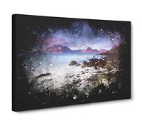 Elgol Village In The Isle Of Skye Paint Splash Canvas Print | Gallery Wrapped 30mm Frame Wall Art | 24x16 inches | Ready to Hang | Modern Picture | Living Room Bedroom Lounge Office