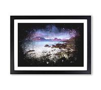 Elgol Village in The Isle of Skye Paint Splash Framed Print | A2 Black Framed Wall Art | Ready to Hang | Modern Nature Picture | Living Room Bedroom Lounge Office