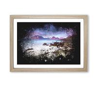 Elgol Village in The Isle of Skye Paint Splash Framed Print | A2 Oak Framed Wall Art | Ready to Hang | Modern Nature Picture | Living Room Bedroom Lounge Office