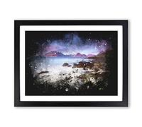 Elgol Village In The Isle Of Skye Paint Splash Modern Art Framed Print | A4 Black Framed Wall Art | Ready to Hang | Modern Nature Picture | Living Room Bedroom Lounge Office