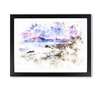 Elgol Village In The Isle Of Skye Watercolour Modern Framed Print | A4 Black Framed Wall Art | Ready to Hang | Modern Historical Picture | Living Room Bedroom Lounge Office