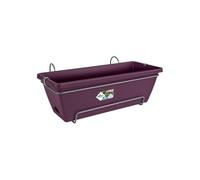 elho Barcelona Allin1 50 Balcony Planter - with Saucer and Hanging rack - 100% Recycled Plastic - Ø 49.5 x H 18.5 cm - Purple/Maple Purple
